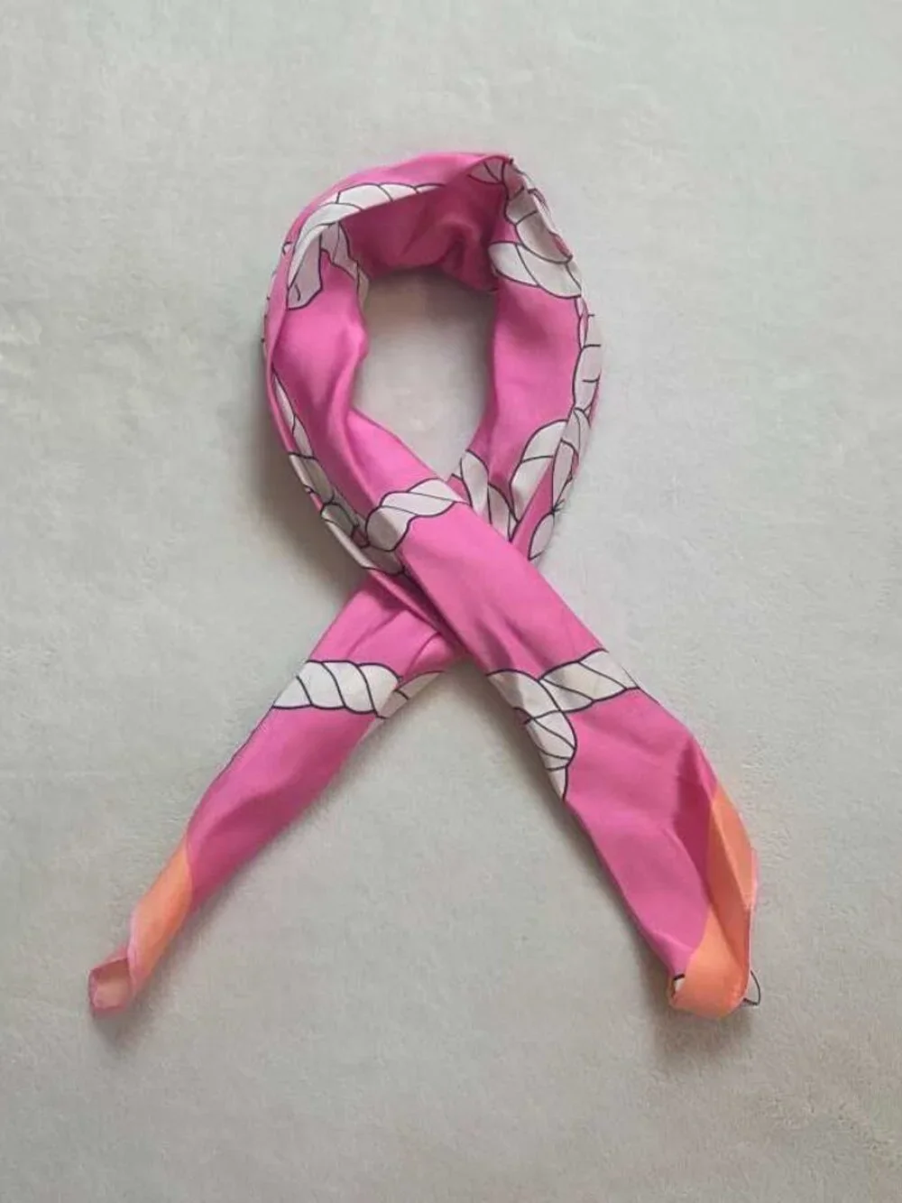 New Anthropologie Celandine pink nautical rope knot design 27x27 scarf